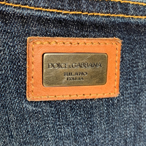 DOLCE & GABBANA Size 36 Indigo Contrast Stitch Cotton Blend Low Rise Jeans