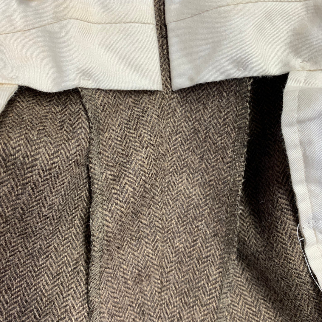 POLO by RALPH LAUREN Size 42 Long Brown Herringbone Virgin Wool Suit