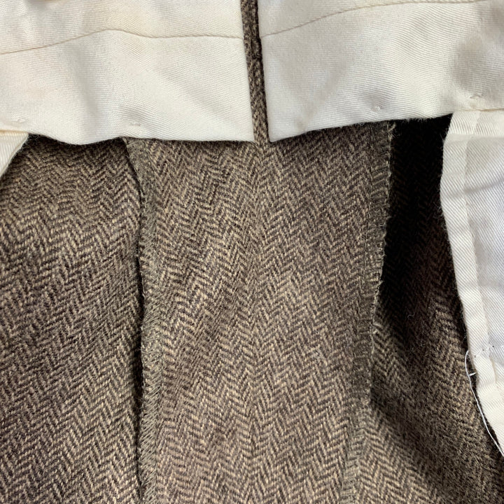 POLO by RALPH LAUREN Size 42 Long Brown Herringbone Virgin Wool Suit