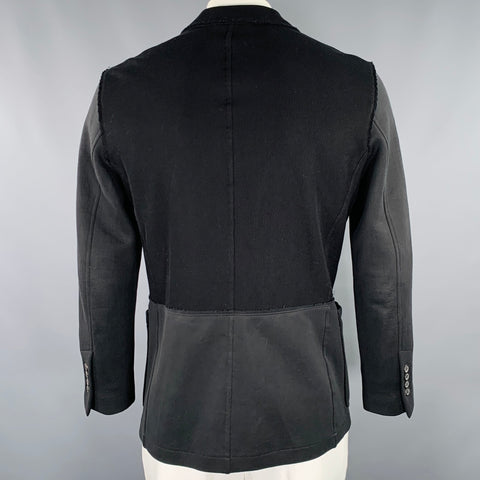 LANVIN Size 42 Black Mixed Fabrics Cotton Single breasted Jacket