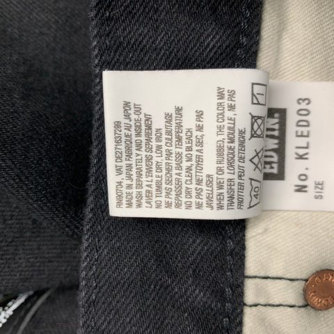 EDWIN Size 31 Runway Black White Patches Zippers Cotton Cropped Jeans