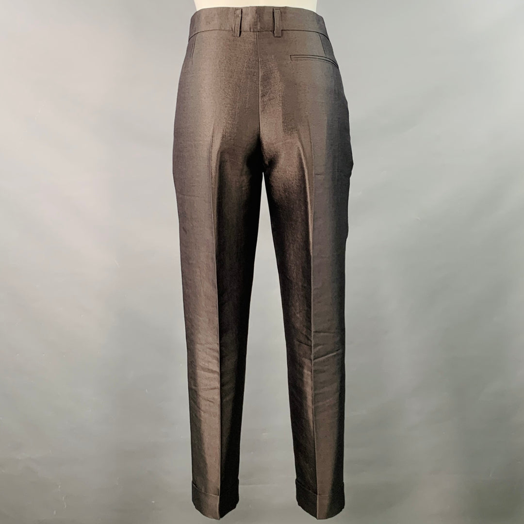 HAIDER ACKERMANN Size 6 Grey Silver Wool Silk Cigarette Dress Pants