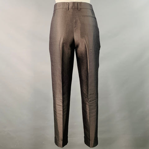 HAIDER ACKERMANN Size 6 Grey Silver Wool Silk Cigarette Dress Pants