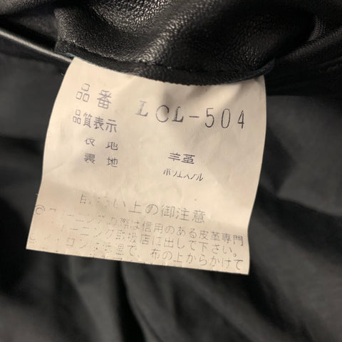 FICCE Size 40 Black Studded Leather Biker Jacket