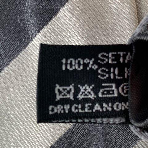 GIORGIO ARMANI Size Grey Cream Diagonal Stripe Silk Twill Tie