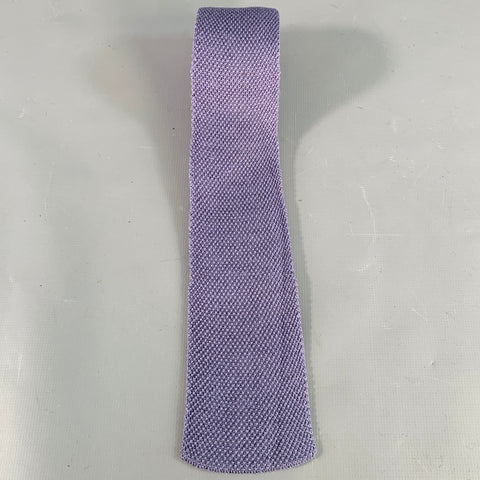 LANVIN Blue Seed Stitch Silk Knit Skinny Tie