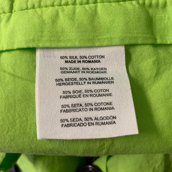 DRIES VAN NOTEN Size 10 Green Neon Silk Cotton Pleated Pants
