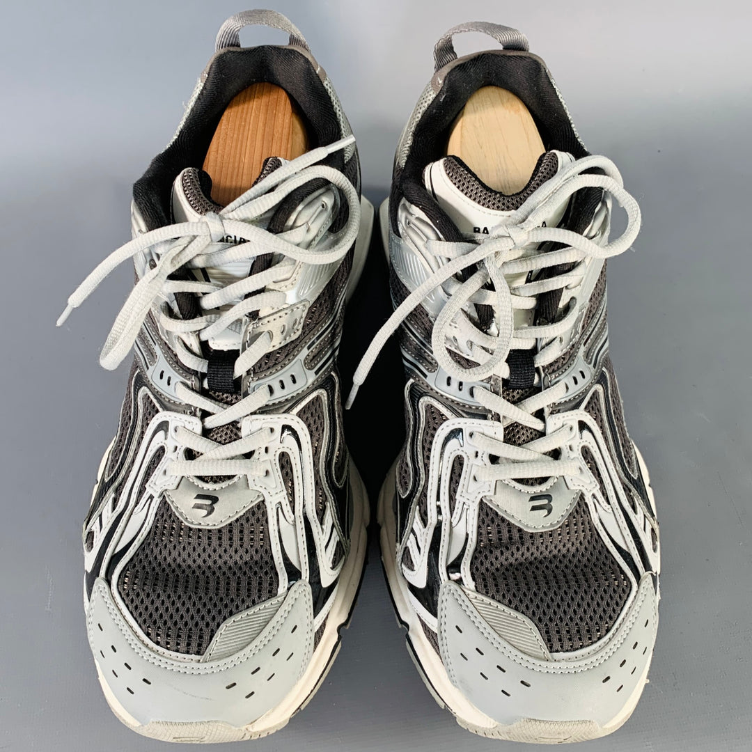 BALENCIAGA Size 10 X-Pander Grey Black Color Block Nylon Athletic Sneakers
