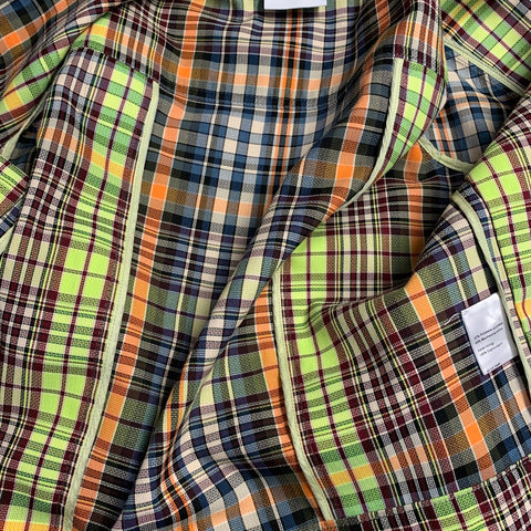 AKRIS Size S Multi Color Polyester Cotton Plaid Snaps Jacket Shorts Set