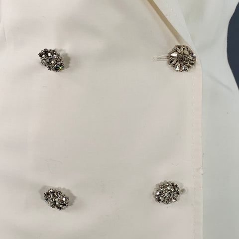 ROTATE Size 10 White Polyester Wool Double Breasted Notch Lapel Jacket