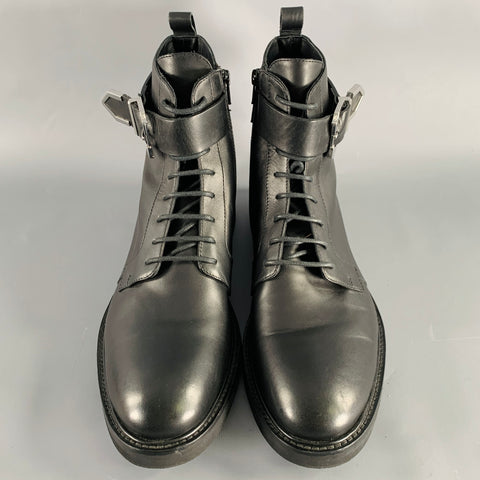 VERSUS by GIANNI VERSACE Size 12 Black Leather Side Zipper Boots