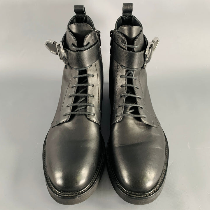 VERSUS by GIANNI VERSACE Size 12 Black Leather Side Zipper Boots