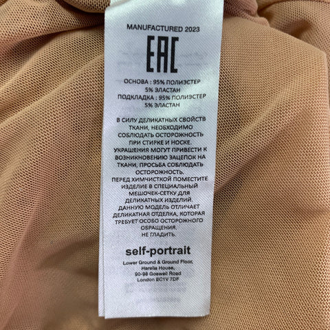 SELF-PORTRAIT Size 4 Beige Polyester Blend Rhinestones Long Cocktail Dress
