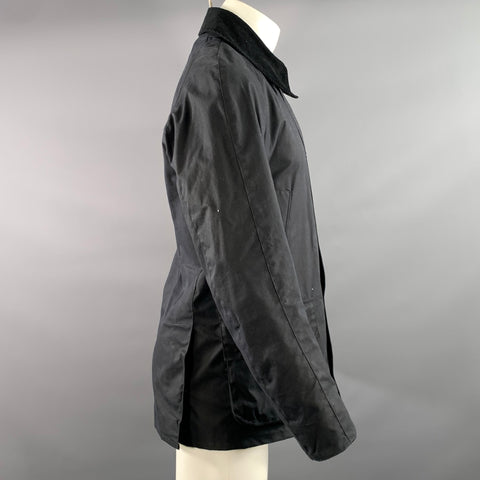BARBOUR Size S Black Mixed Patterns Cotton Double Zipper Jacket