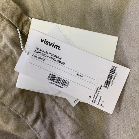 VISVIM Size L Khaki Distressed Cotton Button Fly Casual Pants