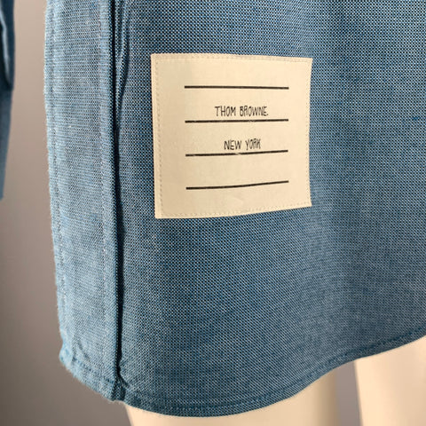 THOM BROWNE Size S Blue Cotton Button Down Long Sleeve Shirt