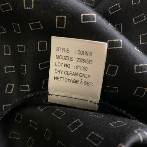 THEORY Size M Black Beige Geometric Silk spandex Button Up Short Sleeve Shirt