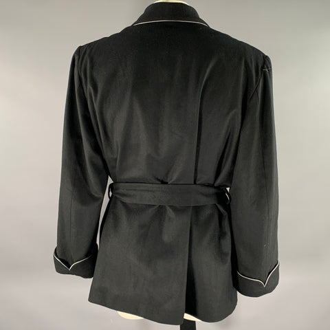 SAKS FIFTH AVENUE Size XL Black Cashmere Smoking Jacket