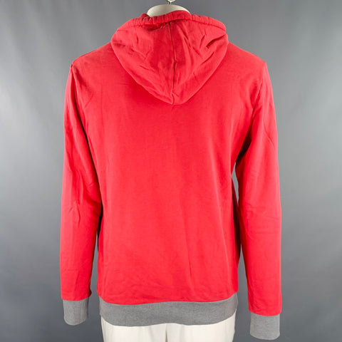 PS by PAUL SMITH Size L Red Blue Mixed Fabrics Cotton Hooded Sweatshirt