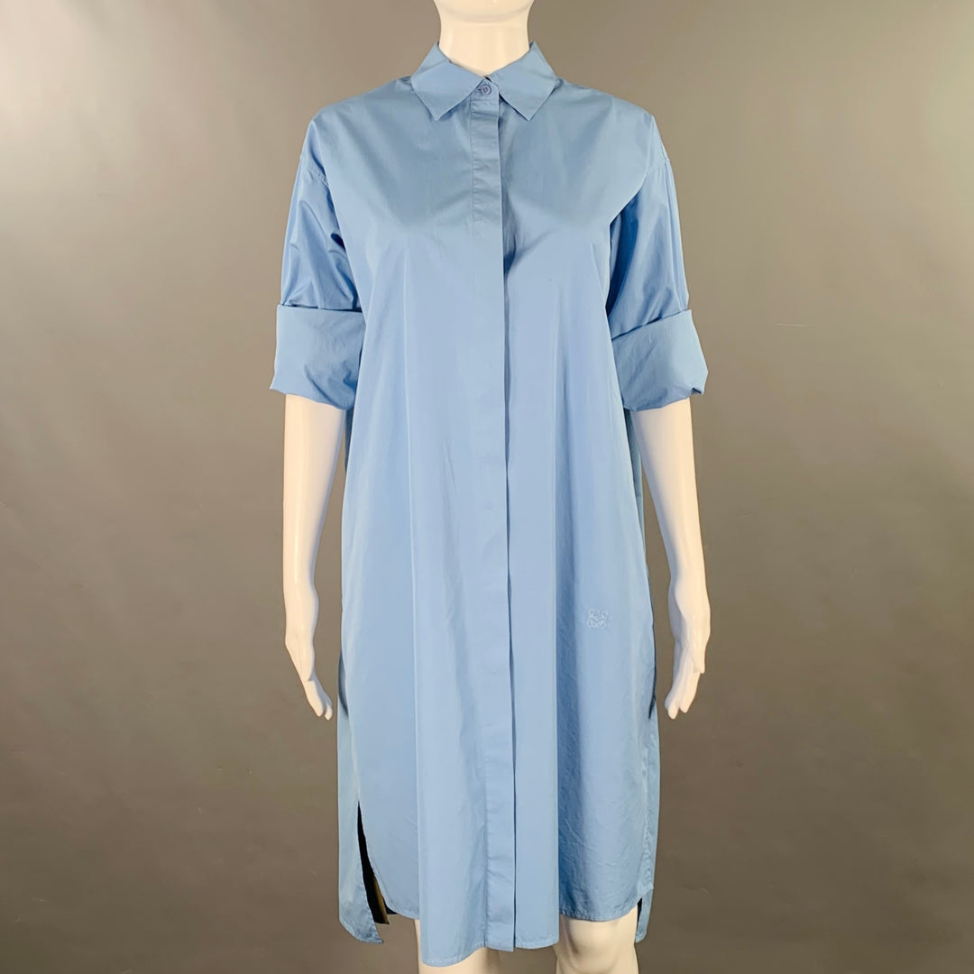LOEWE Size 4 Blue Olive Cotton Mixed Fabrics Shirt Dress
