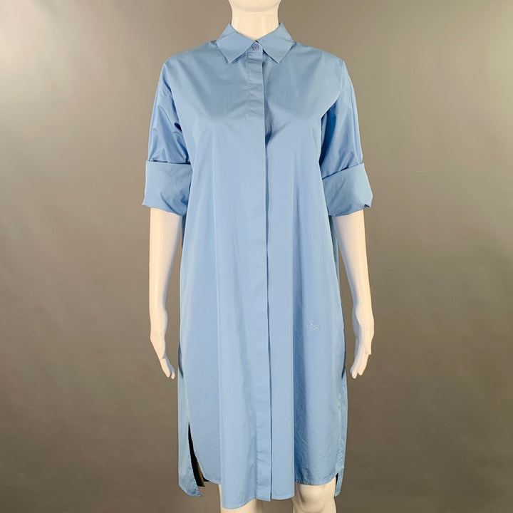 LOEWE Size 4 Blue Olive Cotton Mixed Fabrics Shirt Dress