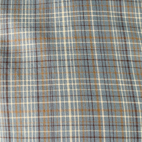 JOHN VARVATOS * U.S.A. Size L Blue Brown White Plaid Cotton Button Down Collar Roll Tab Long Sleeve Shirt