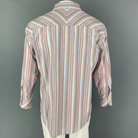 TED BAKER Size XL Multi-Color Stripe Cotton Button Down Long Sleeve Shirt