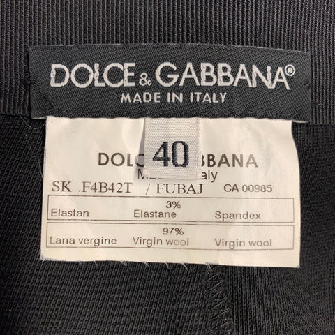 DOLCE & GABBANA Size 4 Black Virgin Wool Blend Reverse Seams Skirt