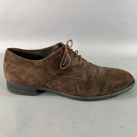ERMENEGILDO ZEGNA Size 9.5 Brown Solid Suede Derby Lace Up Shoes