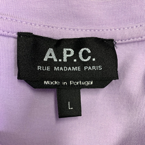 A.P.C. Size L Purple White Cotton Crew Neck T-shirt