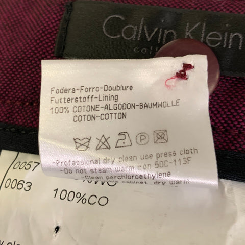 CALVIN KLEIN Size 42 Burgundy Nailhead Wool Notch Lapel Suit