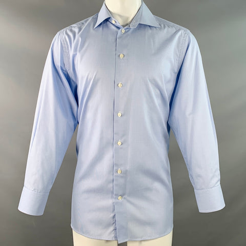 Chemise manches longues Eton taille M en coton à carreaux bleu et blanc coupe cintrée col cutaway
