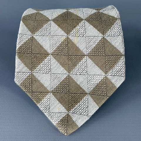 ZANZARA Grey Olive Checkered Silk Tie