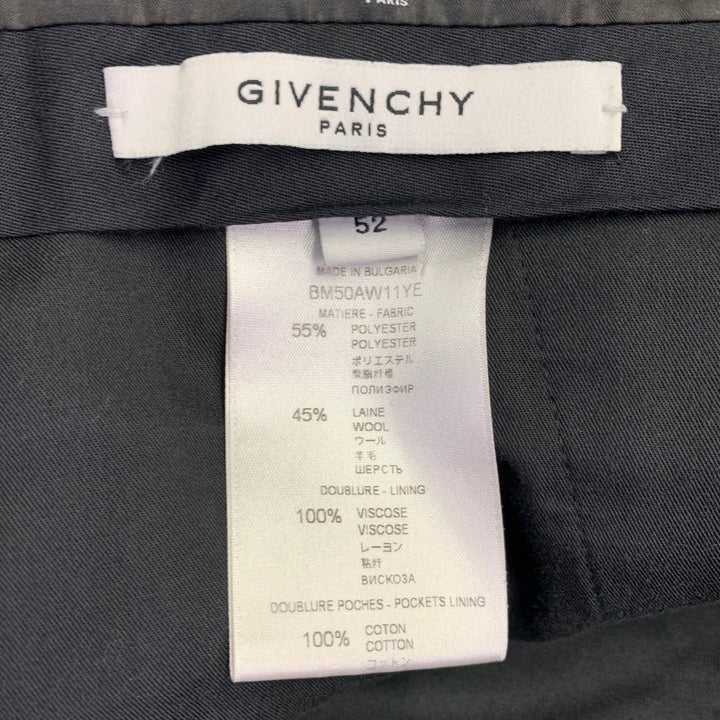 GIVENCHY Size 36 Black White Twill Polyester Wool Flat Front Dress Pants