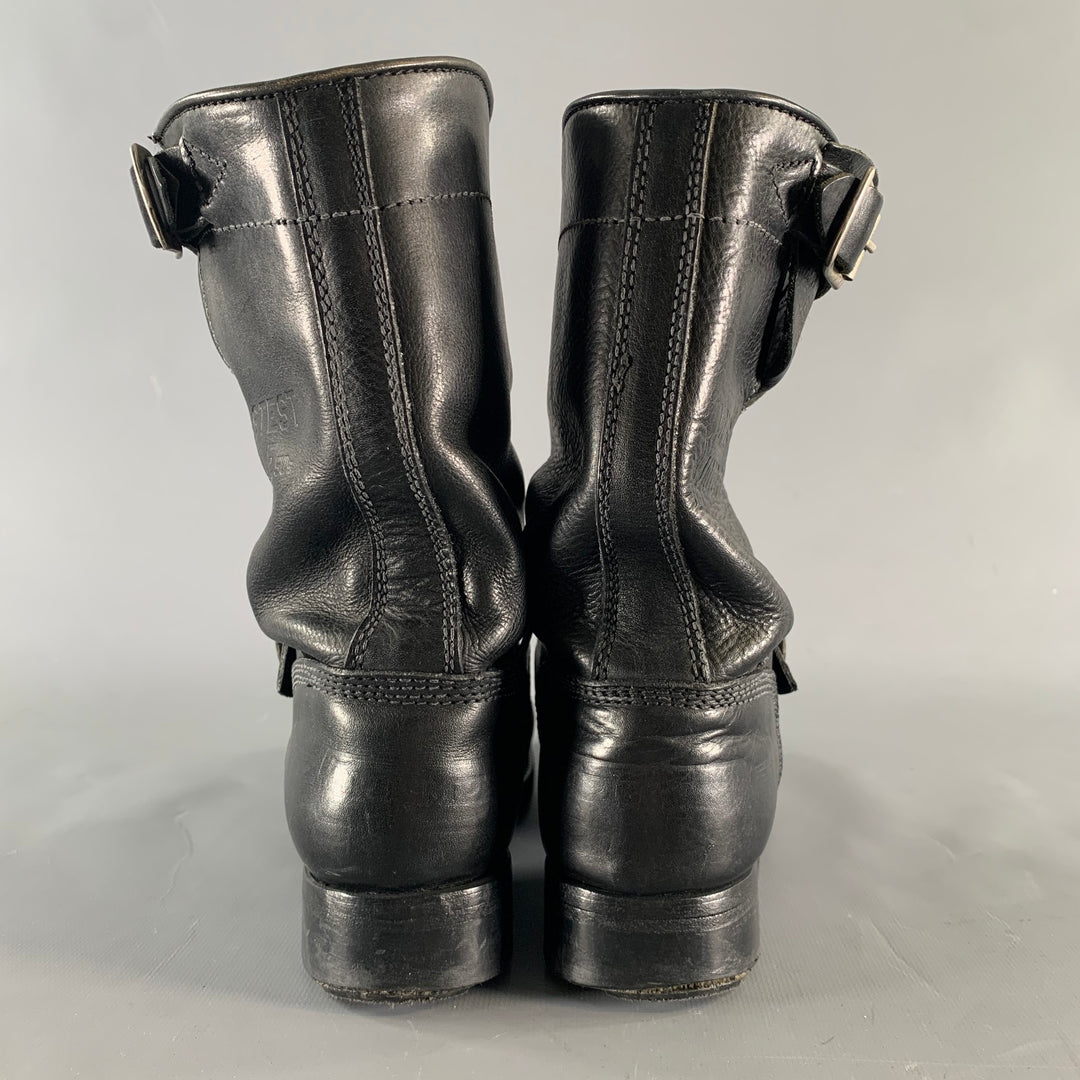 PAUL SMITH Size 8 Black Leather Belted Boots