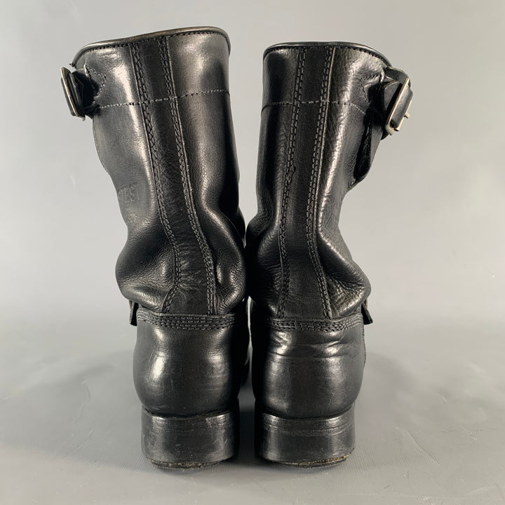 PAUL SMITH Size 8 Black Leather Belted Boots