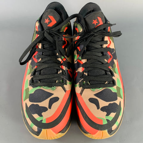 CONVERSE Size 12 Tan Black Green Camouflage Nylon Lace-Up Sneakers