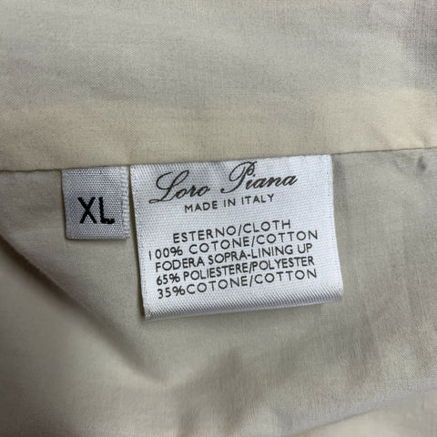 LORO PIANA Size XL Khaki Solid Cotton Buttoned Jacket