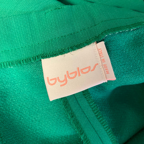 BYBLOS Taille S Costume Pantalon Vert en Mélange de Laine à Revers Crantés