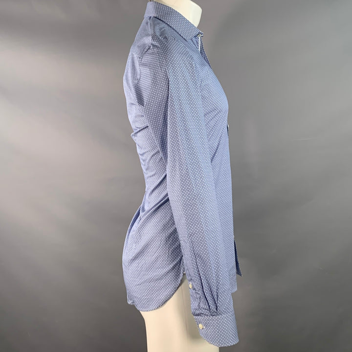 TED BAKER ENDURANCE Size S Blue White Woven Cotton Curved Cutaway Long Sleeve Shirt