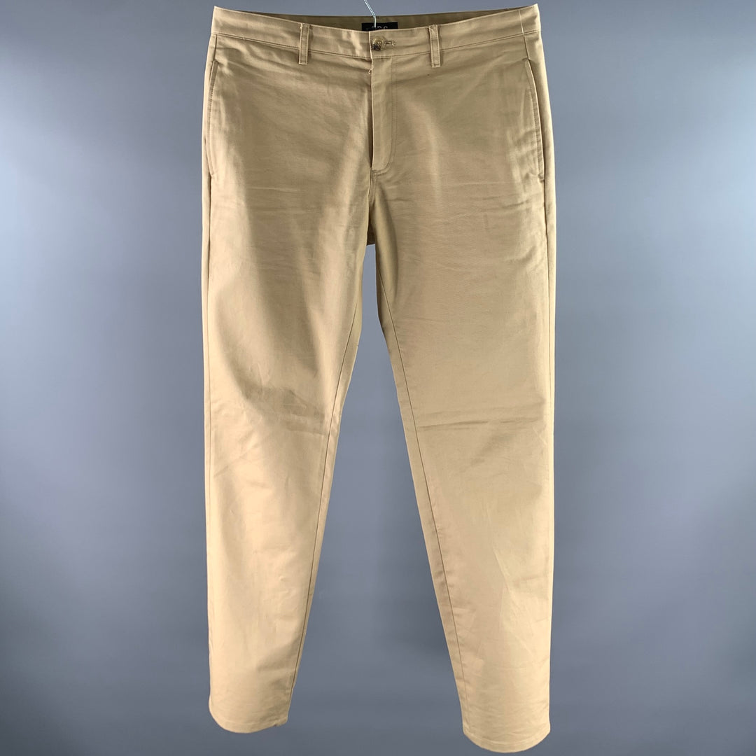 APC Size 34 Khaki Cotton Straight Chino Pants