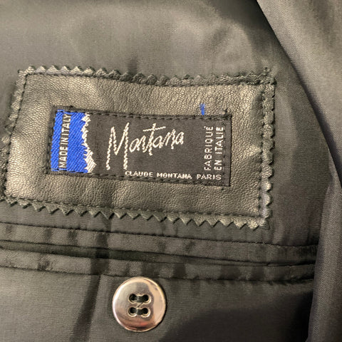 CLAUDE MONTANA Chest Size 42 Black Virgin Wool 34 30 Suit