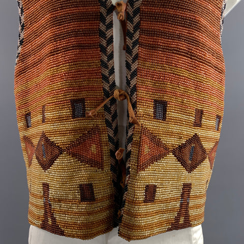 JOSEPH ABBOUD Size L Brown Rust Beaded Cotton Vest