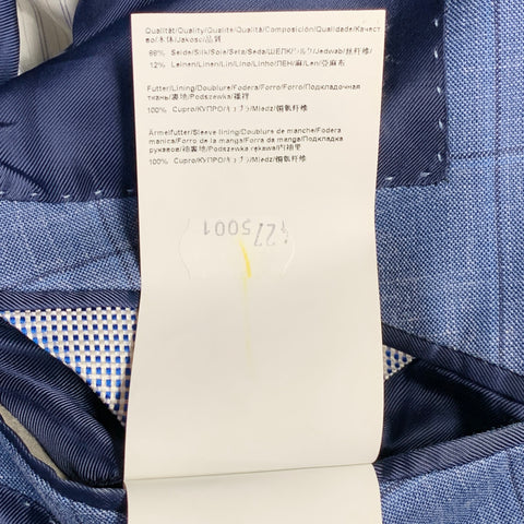 Veste sport ajustée en soie et lin à carreaux HUGO BOSS, taille 40, bleu et noir