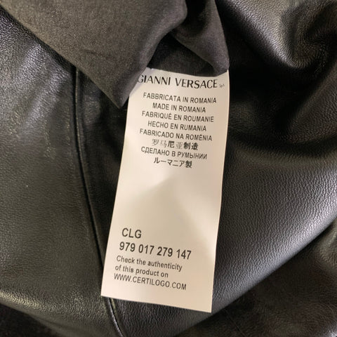 VERSUS by GIANNI VERSACE Size 6 Black Gold Leather Lace BodyCon Cocktail Dress