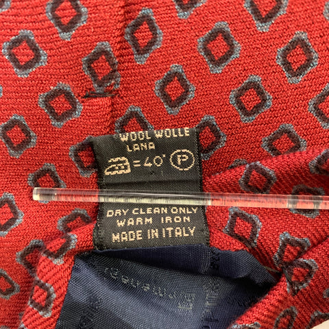 ERMENEGILDO ZEGNA Size One Size Red Blue Abstract Silk Cashmere Blend Tie