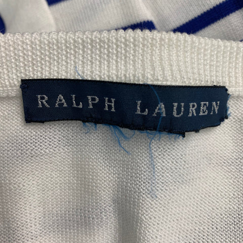 RALPH LAUREN Taille M Blanc Marine Stripe Boat Neck Casual Top