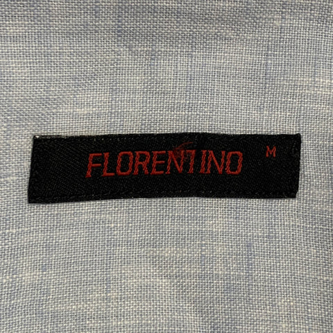 FLORENTINO Size M Light Blue Linen Spread Collar Long Sleeve Shirt