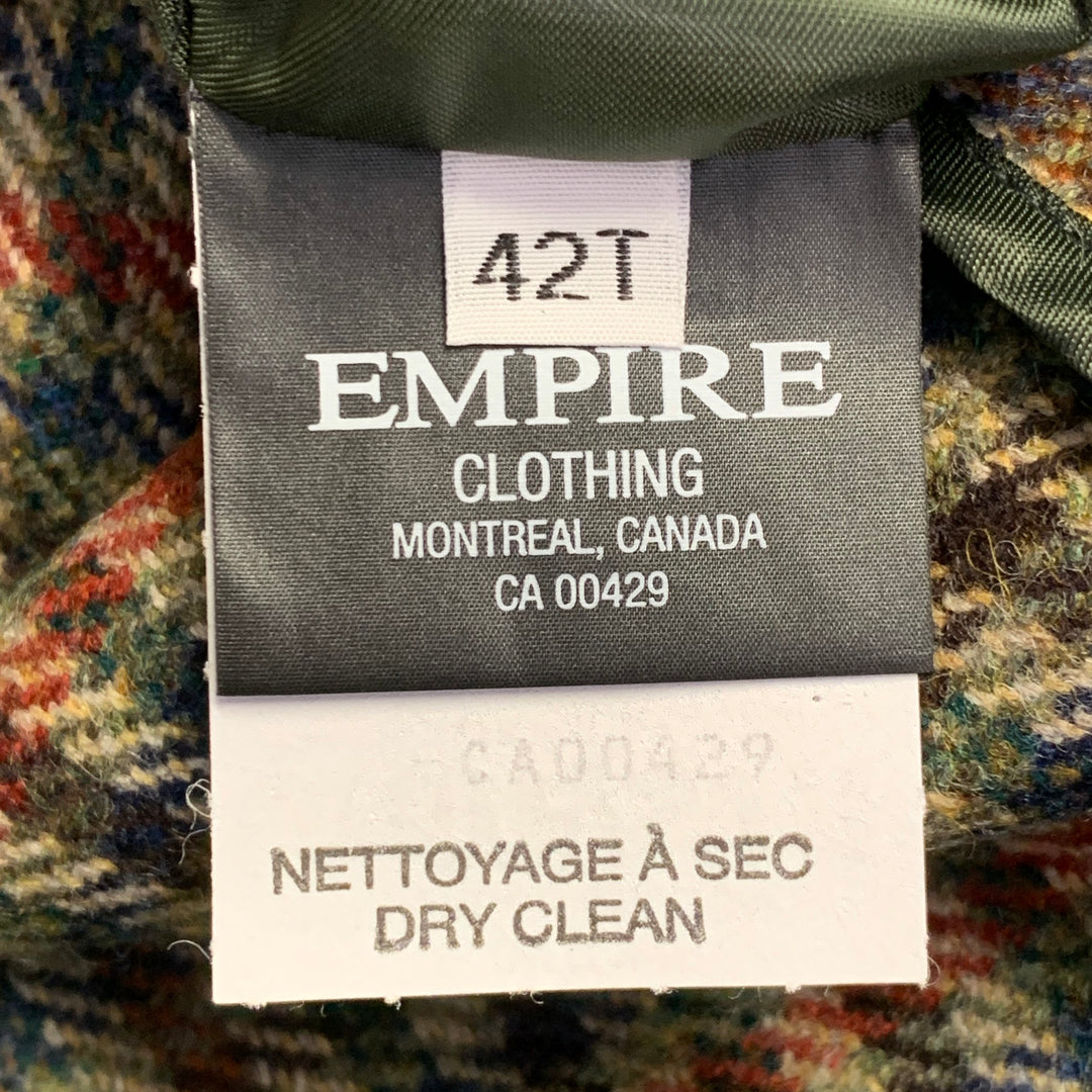 O'CONNELL'S Size 42 Long Tan Red Blue Plaid Wool Notch Lapel Sport Coat