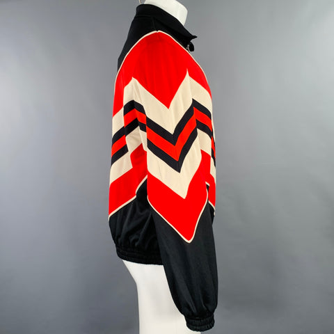 GUCCI  2019 Size S Black Red Embroidery Polyester Cotton Zip Up Jacket